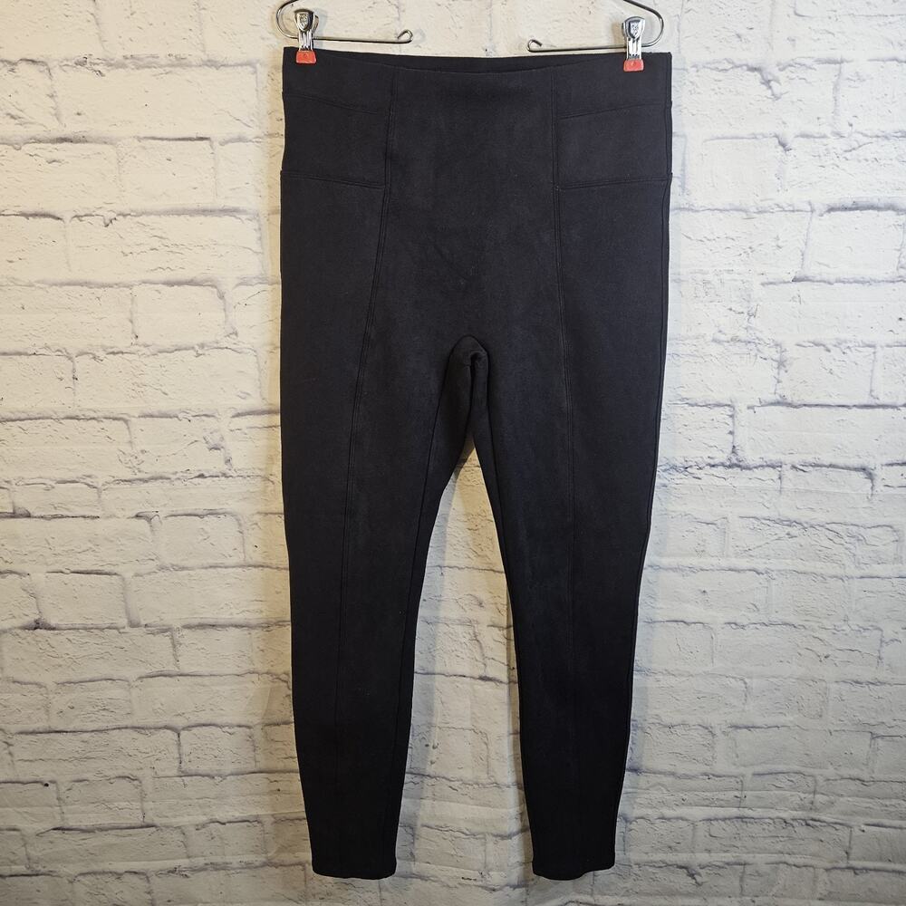 Spanx Faux Suede Leggings Women Navy Blue Pull On Skinny Pants Stretch XL